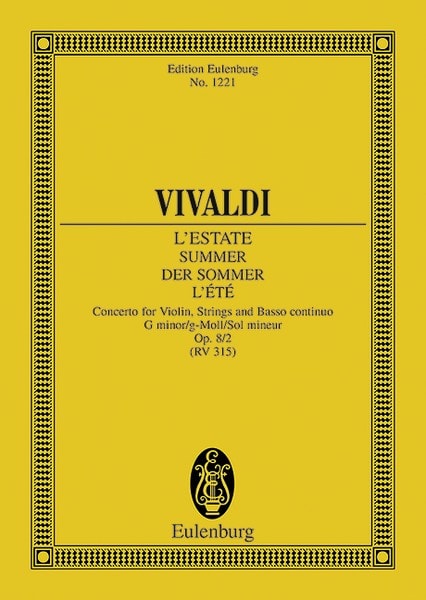 Vivaldi: The Four Seasons (Summer) Opus 8/2 RV 315 / PV 336 (Study Score) published by Eulenburg